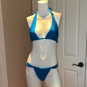 Blue Halter Bikini Set